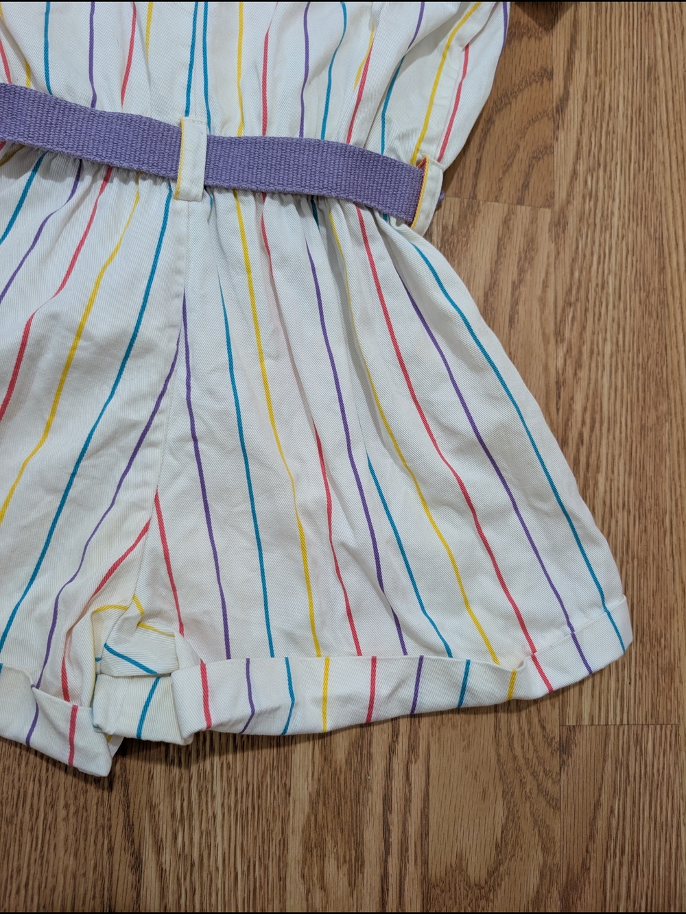 Vintage Girls 80's 90's Rainbow Stripe Short Romper 10 - Picture 13 of 13